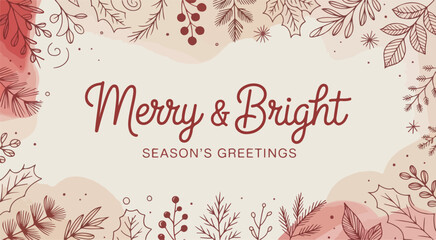 Festive merry and bright seasonal greetings design