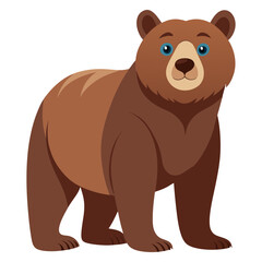 Illustration of a brown bear standing on a, a cute and friendly animal