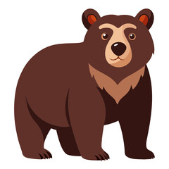 Illustration of a brown bear standing on a, a cute and friendly animal