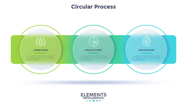 Informative circular process infographic chart for business startup demonstration. Privacy online infochart with thin line icons. Instructional graphics with 3 steps sequence design for web pages.