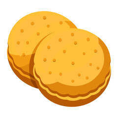 Vector art of two delicious looking cookies stacked on top of each other, perfect for a sweet treat or snack