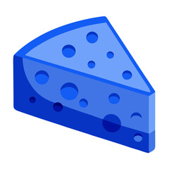 Vector art of a slice of blue cheese with holes a cartoon illustration of a dairy product, a popular food item