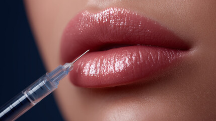 woman’s lips receiving cosmetic injection, botox — aesthetic beauty procedure concept for lip filler treatment and skincare clinics