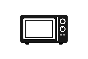 Microwave oven icon vector. Household appliance symbol. Kitchen electronic equipment for cooking. Simple black pictogram for heating food. Isolated flat graphic illustration.