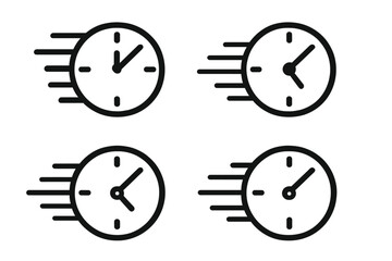 Fast time vector icon set. Clock symbol for speed, deadline, and urgency concepts. Rapid timer, stopwatch, and quick schedule icons for project management and efficiency.