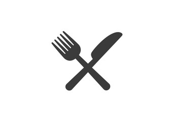Crossed Fork and Knife Simple Dining Utensil Icon