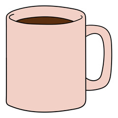 Hand-drawn cartoon coffee or tea cup mug on a white background.