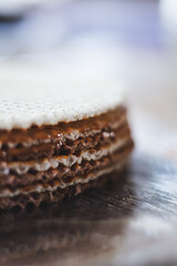 layers of waffle cake