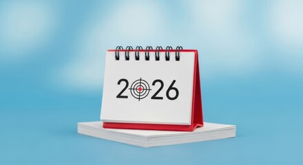 Calendar with 2026 target on white background isolated on white background