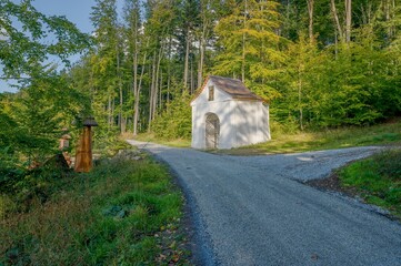 View of the Miraculous Spring under the Křeme&scaron;n&iacute;k Hill, autumn afternoon