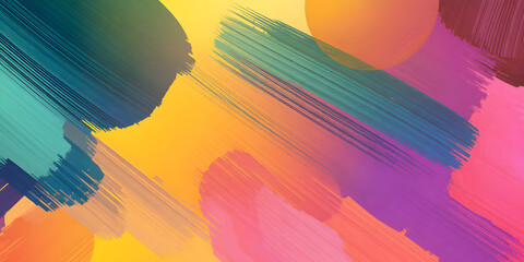 Abstract gradient hand painted multi color brush strokes.on a black background  AI generated image, ai