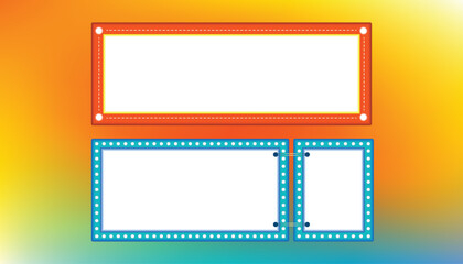 Colorful modern banner template with glowing light frame borders and gradient background.