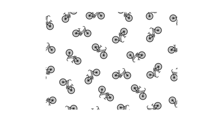 A large group of simple bicycle icons scattered across a white background