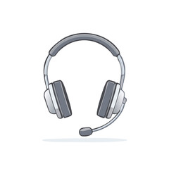 Illustrated headset with microphone for customer service or audio communication