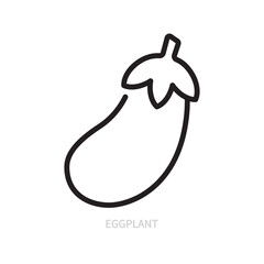 Eggplant / aubergine line icon. Vegetable symbol. Food concept. Isolated on a white background. Flat design. Editable stroke. Vector illustration.
