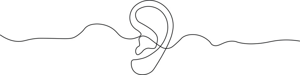 Listen closely with a minimalist touch, continuous line art for hearing awareness and artistic expression in modern designs plus promoting hearing health initiatives
