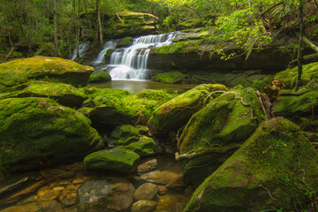 Thumyai waterfall at Phukradung National Park in Thailand on rainy season

