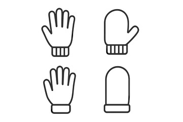 Winter gloves icon set with mittens and fingered gloves, warm clothing concept, vector illustration with transparent background, ordered set for cold weather protection and fashion accessories