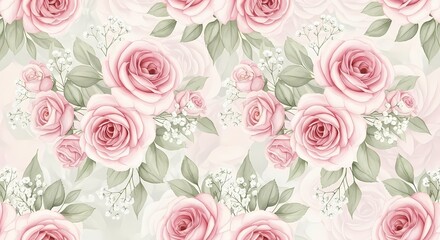 Elegant Watercolor Rose Seamless Pattern Design for Textiles and Decorative Projects