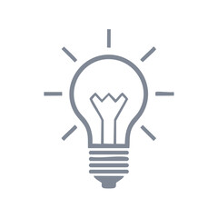 Minimalist grey light bulb icon symbolizing a creative idea, innovation, and bright solutions