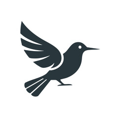 Fototapeta premium Stylized Bird Graphic in Flight with Open Wing Silhouette Design on White for Nature and Animal Themes
