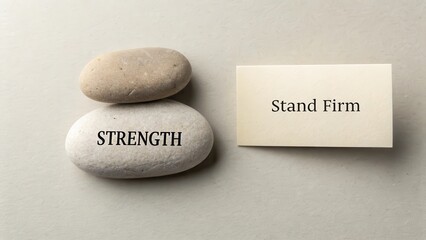 Stacked Stones and a Card with Strength Message