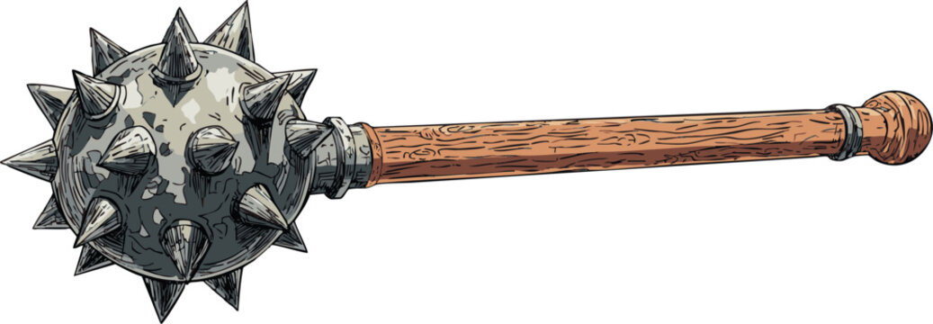 comic style illustration of medieval mace