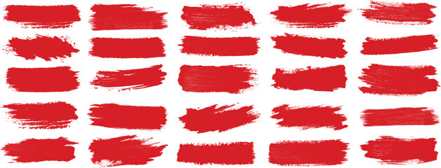 set of isolated red pencil brush stroke straight lines