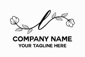 letter l with a combination of leaves and flowers