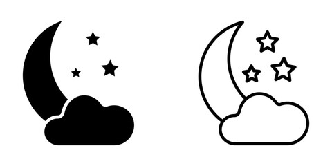 Moon and stars  icon set on white background