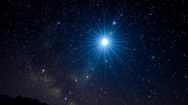 The star shines so brightly it turns night into a soft, magical blue-hued day around the stable &mdash; a divine, peaceful Nativity scene filled with wonder and celestial light.
