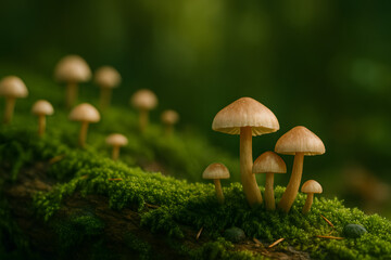 Tiny wild mushrooms