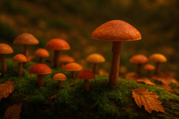 Orange wild mushrooms