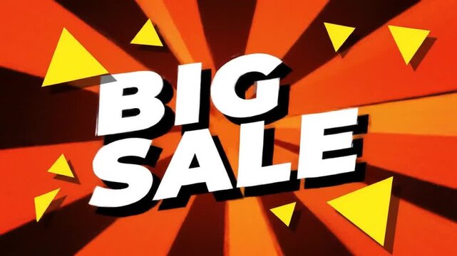 Dynamic graphic design with the words big sale on an orange background