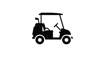 Obraz premium Golf cart silhouette with clubs ready for a day on the green isolated on white background silhouette design isolated on white background