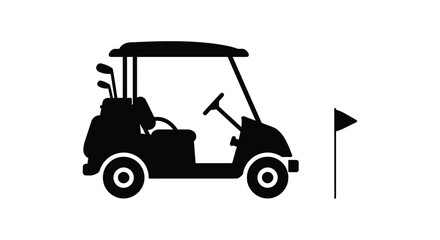 Silhouette golf cart and flag representing the game of golf and leisure activity isolated on white background silhouette design isolated on white background