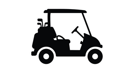 Golf cart silhouette icon for sports and leisure activities transportation isolated on white background silhouette design isolated on white background