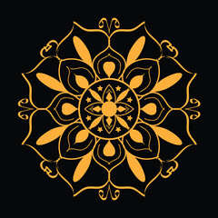 Elegant Gold Mandala Ornament on Black Background