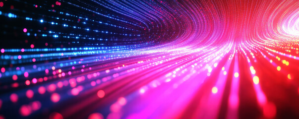 Obraz premium Vibrant Abstract Light Streaks and Colorful Digital Waves