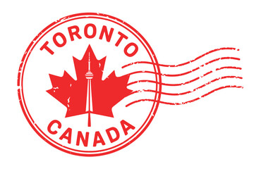 Red toronto canada maple leaf postmark stamp