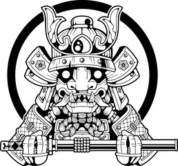 japanese medieval samurai, design illustration