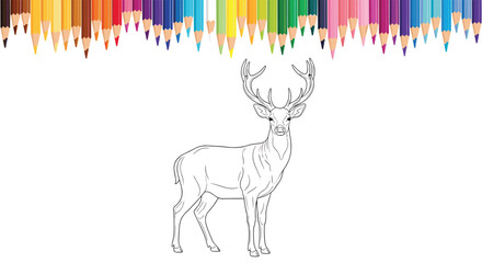 Obraz premium A beautiful outline drawing of a deer ready to be colored in with vibrant art supplies.