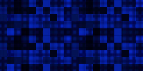 Abstract Digital Technology Futuristic Background. Square Pixels Halftone Pattern Tech Mosaic. Technology or Science Research Presentation Backdrop. Vector Illustration.