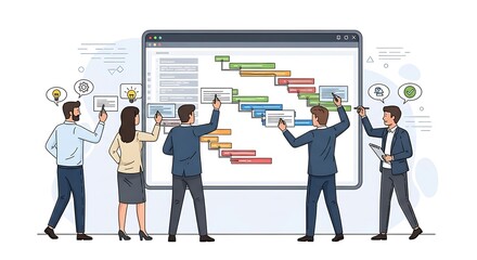 Dynamic business team fostering innovation and strategic growth through collaborative brainstorming and project development in a modern, professional office meeting setting