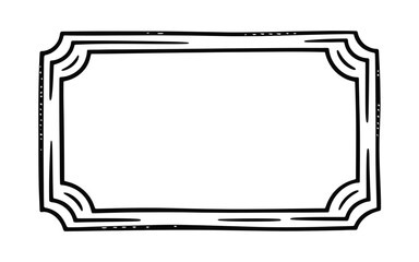 Hand drawn decorative rectangular border with curved corners