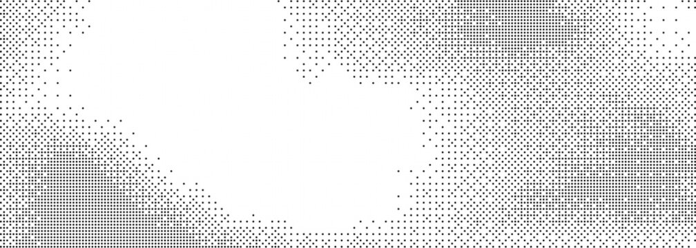 Abstract halftone gradient background with pixelated bitmap texture. Retro digital pattern for cyber, tech, poster, modern design. 8-bit video game style