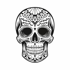 Stylized sugar skull with intricate floral and geometric patterns.