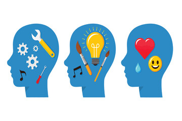 Creative and emotional thinking abstract concept illustration