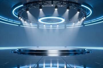 Futuristic circular stage with lighting