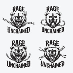 Obraz premium Vintage Bear Head T-Shirt Design | Wild Animal Typography Artwork | Fearless Forest Bear Illustration for Apparel & Prints